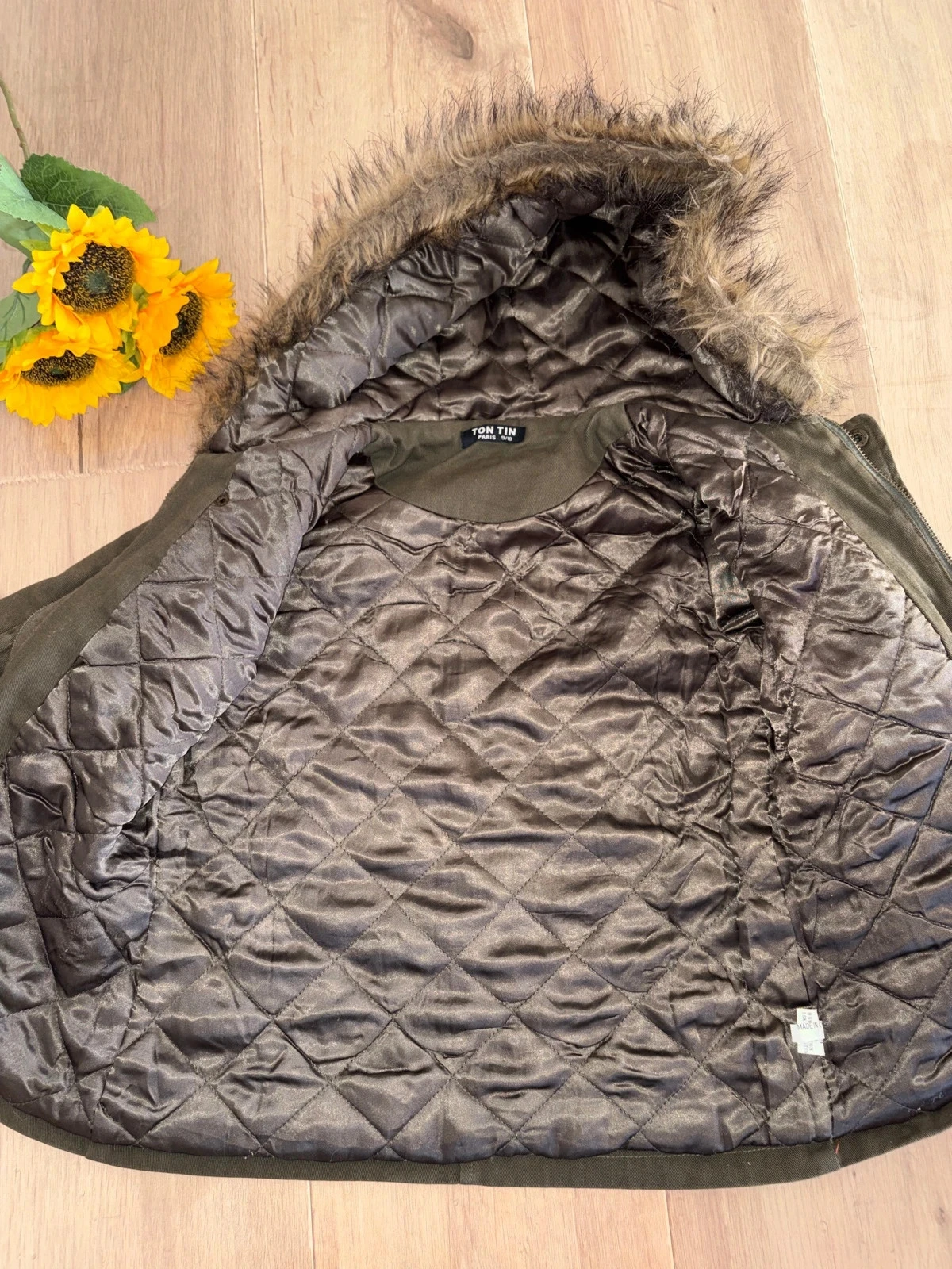 Khaki green Tontin parka coat size 9 - 10 years – photo 3